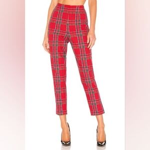 L'Academie The Leslie Red Plaid Cropped Pants Size S